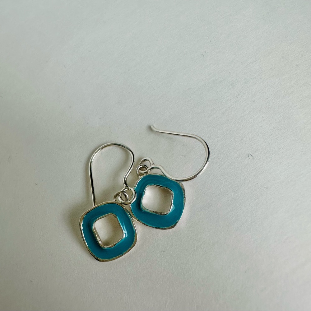 Ride The Waves Sterling Silpada Silver & Blue Enamel Drop Earrings - Picture 8 of 8